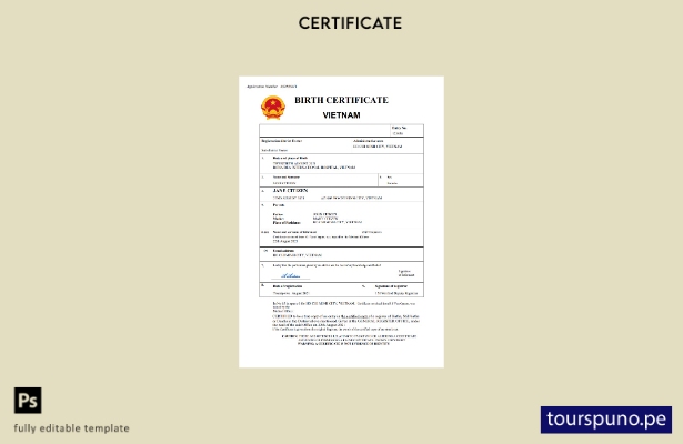 listo para imprimir plantilla de plantilla de Word y PDF de certificado de nac 1